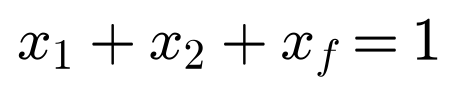 x1 plus x2 plus x_f equals 1