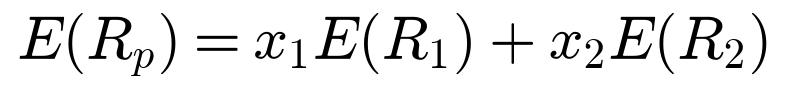 E of R_p equals x1 E of R1 plus x2 E of R2